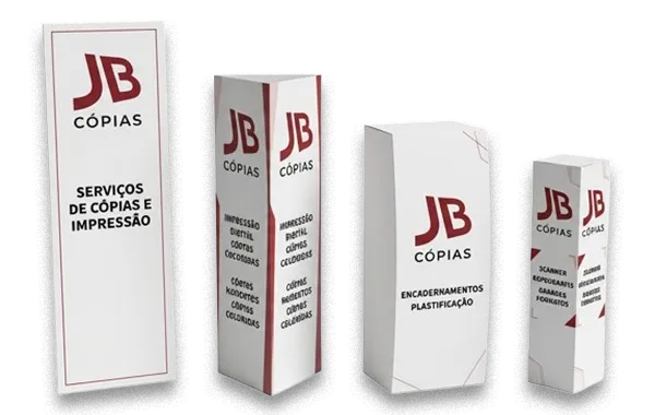 Totem impresso em pé, com arte personalizada, produzido pela JB Cópias